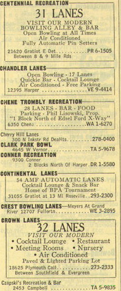 Continental Lanes - Old Yellow Pages Ad